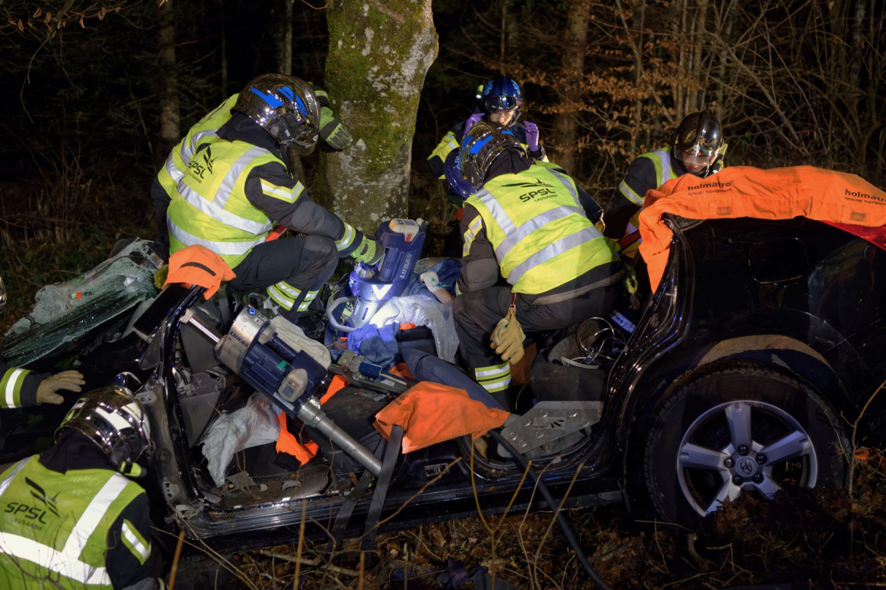 7 février 2022 accident route de Saugealles Cugy et désincarcération très compliquée de la passagère.